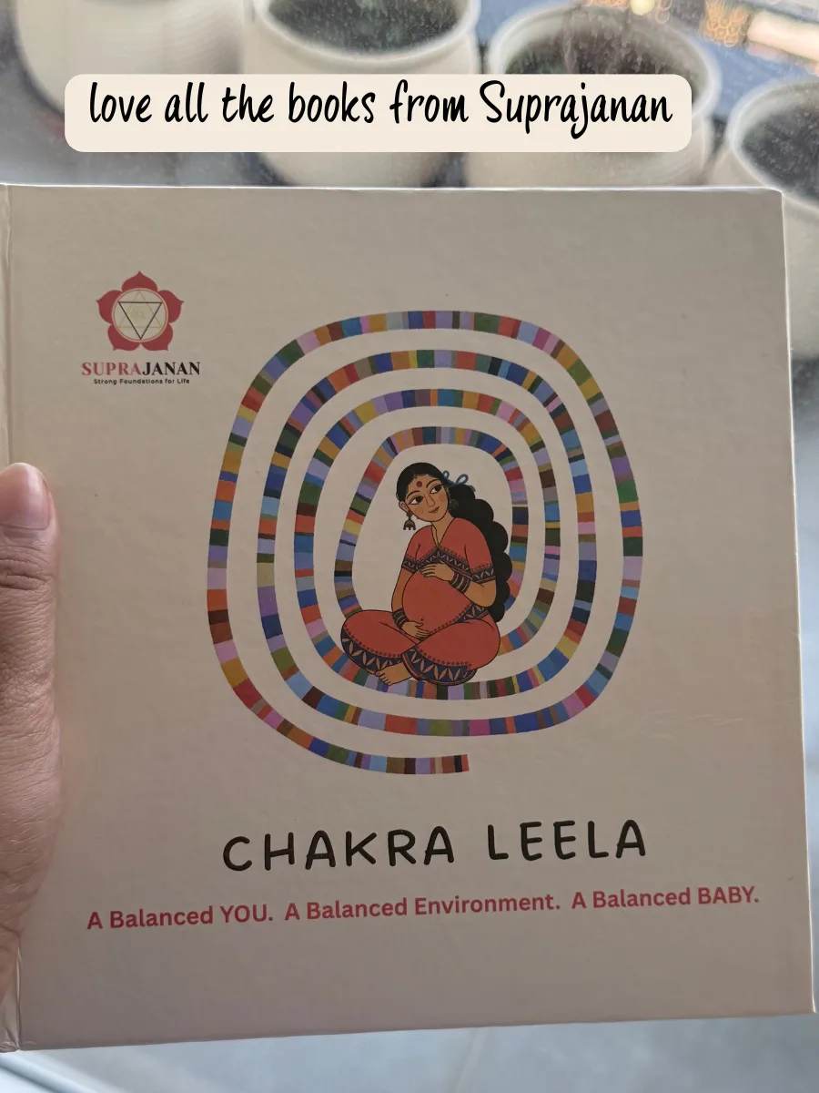 Mother holding up her copy of Chakra Leela, captioned "love all the books from Suprajanan"