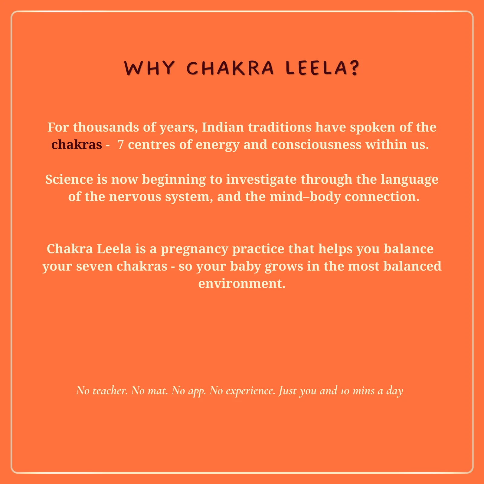 Why the chakras — seven centres of energy, and what a balanced one gives you and your baby